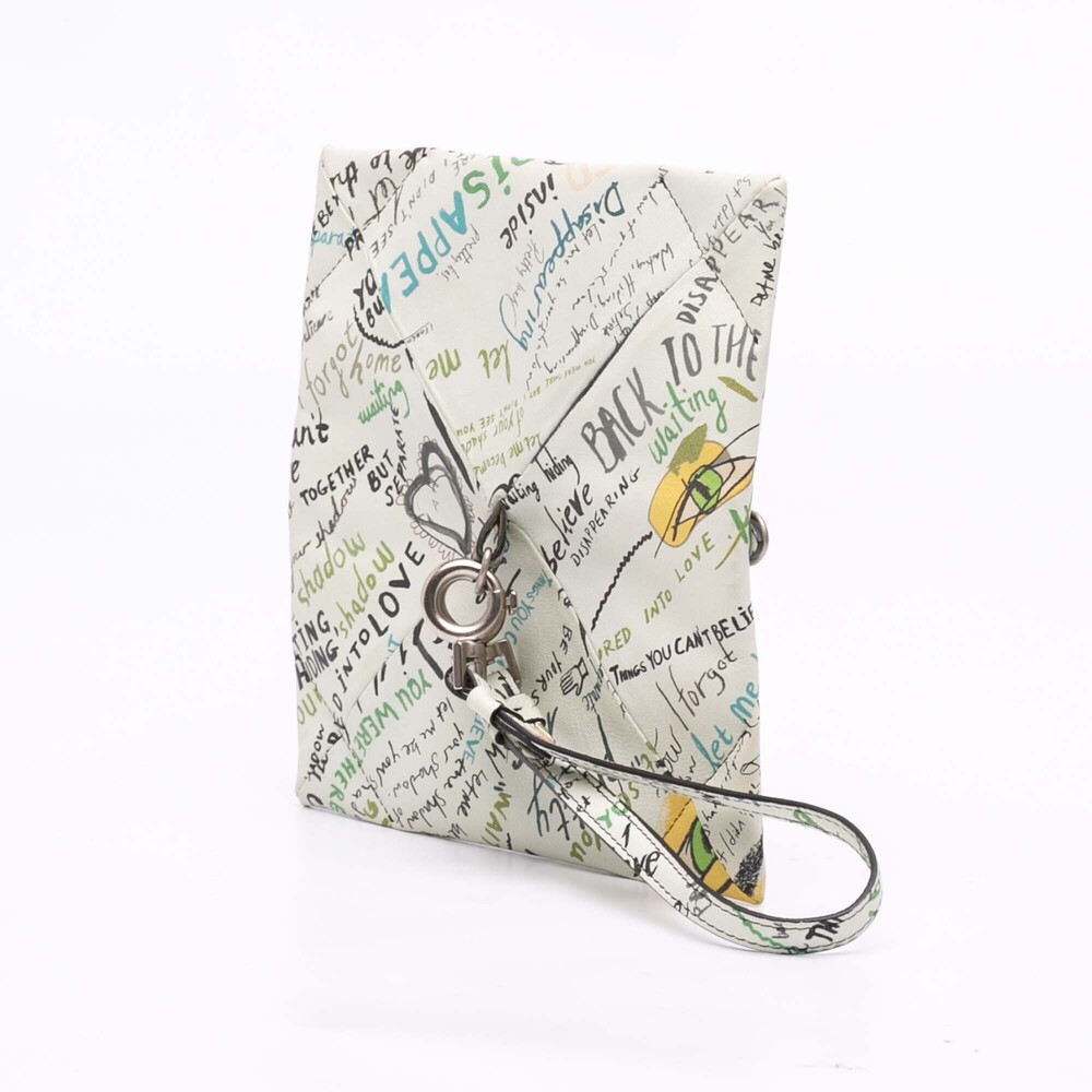 Pre-Loved Maison Margiela Leather Graffiti Front Zip Pouch - Picture 2 of 6